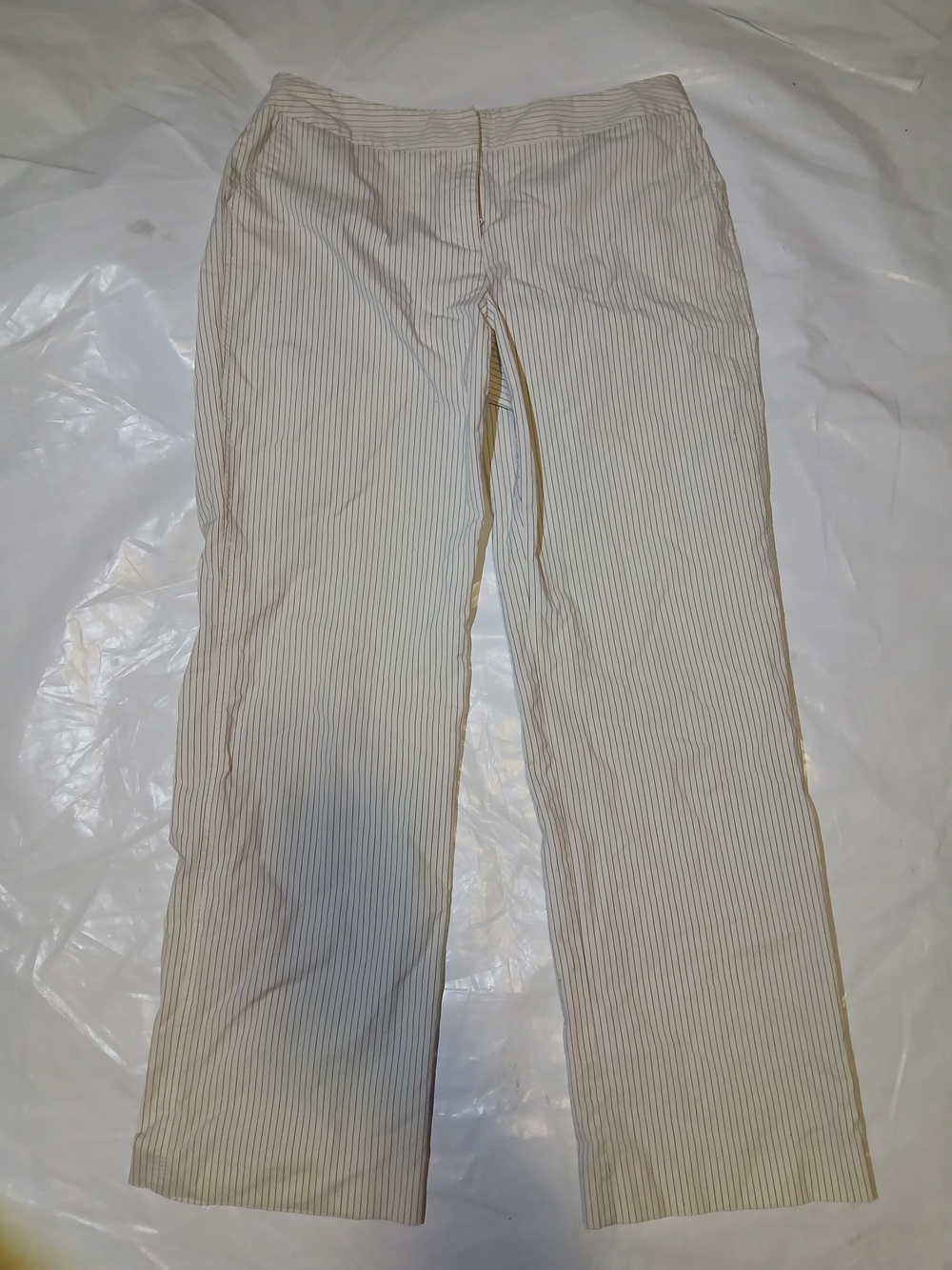 Nine & Co. White Striped Trousers | Classic Straight‑Leg Pants | Size 12